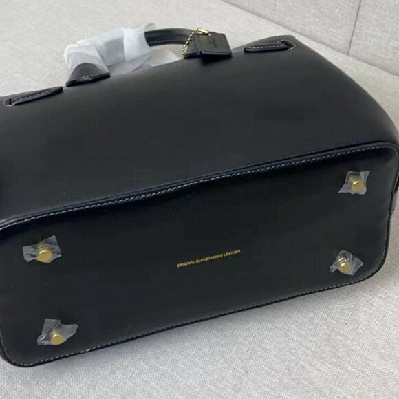 Coach Black Leather Satchel Handbag with Detachable Crossbody Strap - Picture 7 of 9